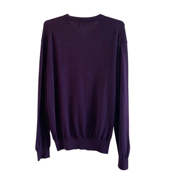 belford MEN 100% Extra Fine Merino Wool Purple V-Neck Sweater Size XL EUC - Picture 2 of 4